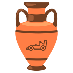 racing car and amphora