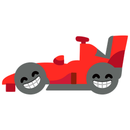 Racing car and Beaming face with smiling eyes