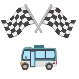 racing car and bus