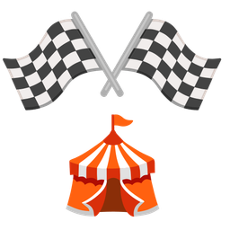 racing car and circus tent