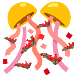 racing car and confetti ball