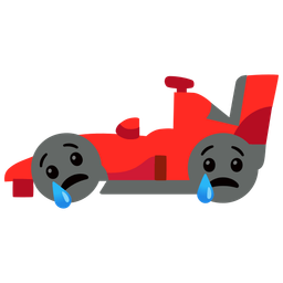 racing car and crying face