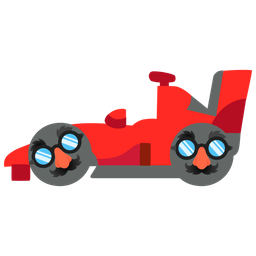 racing car and disguised face