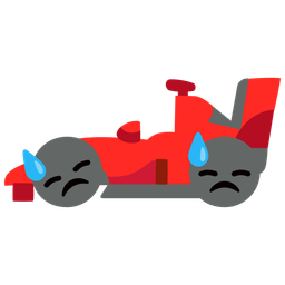 racing car and downcast face with sweat