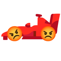 racing car and enraged face