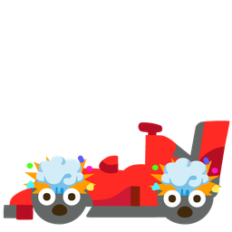 racing car and exploding head