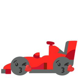 Racing car and Face blowing a kiss