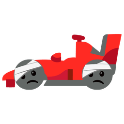 racing car and face with head-bandage