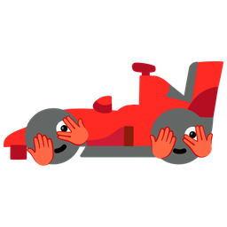 racing car and face with peeking eye