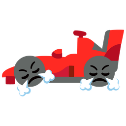 racing car and face with steam from nose