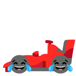 Racing car and Face with tears of joy