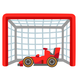 racing car and goal net