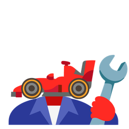 racing car and hammer and wrench