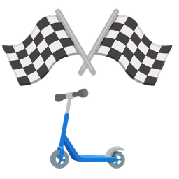 racing car and kick scooter