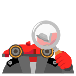 racing car and magnifying glass tilted right