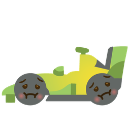 racing car and nauseated face