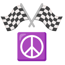 racing car and peace symbol