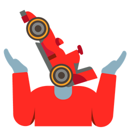 racing car and person shrugging