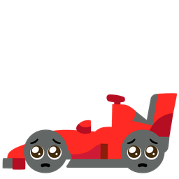 racing car and pleading face