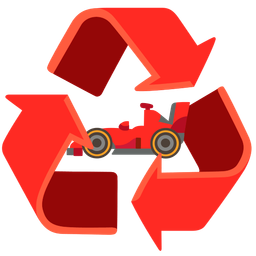 racing car and recycling symbol