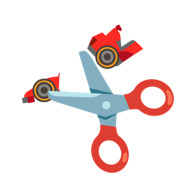 racing car and scissors