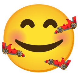 Racing car and Smiling face with hearts