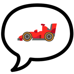 racing car and speech balloon