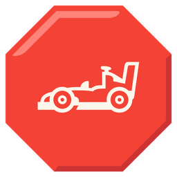 racing car and stop sign
