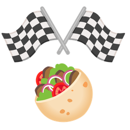 racing car and stuffed flatbread