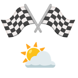 racing car and sun behind cloud