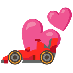 racing car and two hearts