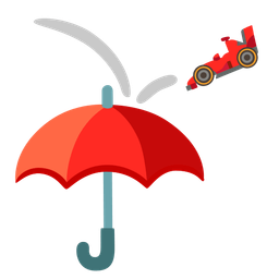 racing car and umbrella
