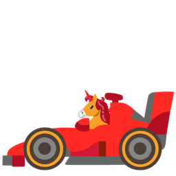 racing car and unicorn