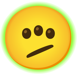 radioactive and face with diagonal mouth