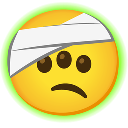 radioactive and face with head-bandage