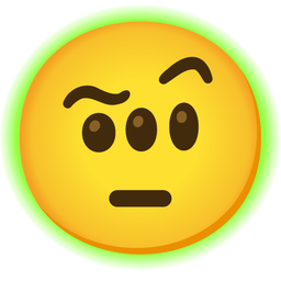 radioactive and face with raised eyebrow