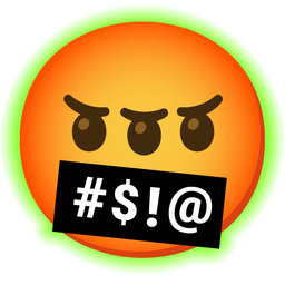 radioactive and face with symbols on mouth