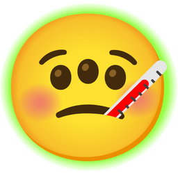 radioactive and face with thermometer