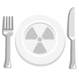 radioactive and fork and knife with plate