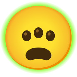 radioactive and frowning face with open mouth