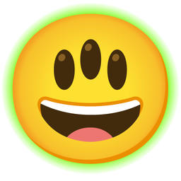 Radioactive and Grinning face with big eyes