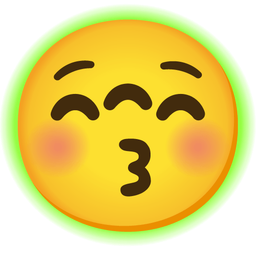 Radioactive and Kissing face with closed eyes