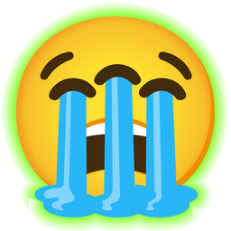 radioactive and loudly crying face