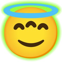 Radioactive and Smiling face with halo