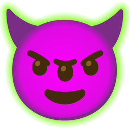 radioactive and smiling face with horns