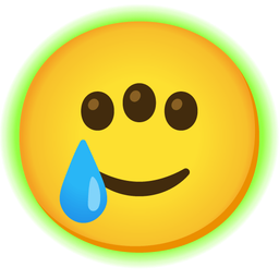 Radioactive and Smiling face with tear