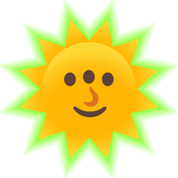 radioactive and sun with face