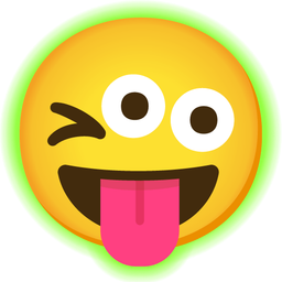 Radioactive and Winking face with tongue