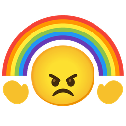 rainbow and angry face