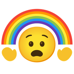 rainbow and anguished face